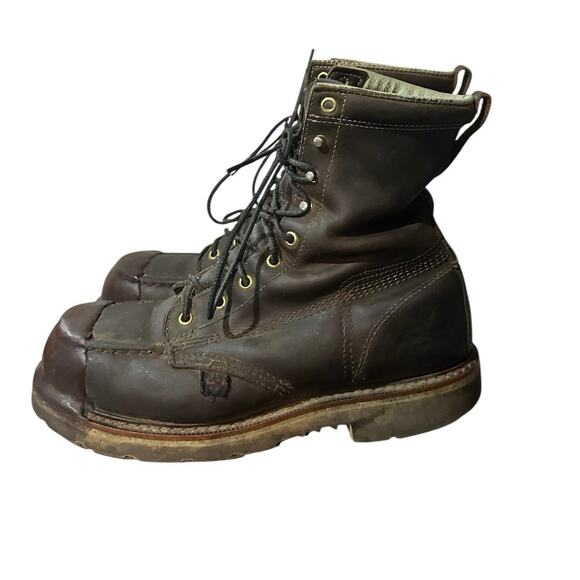 Rugged Men's Dark Brown Leather Boots - Picture 2 of 7